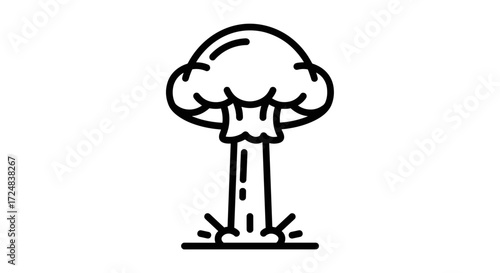 Nuclear Explosion Icon: A stylized depiction of a mushroom cloud, symbolizing the devastating power of nuclear weapons and the urgent need for peace and disarmament.