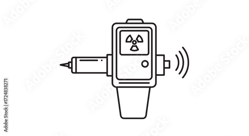 Radiation Detector: A detailed illustration of a radiation detector, an essential tool in scientific and industrial environments for detecting and measuring radioactive substances.