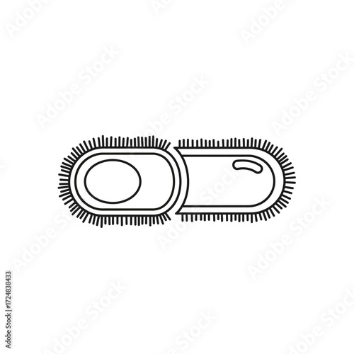 Minimalist scientific line icon of a rod-shaped bacterium undergoing cell division, a vector illustration for biology and medicine