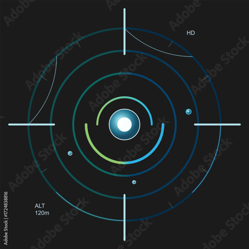Futuristic HUD Radar Interface with Digital Target Circles
