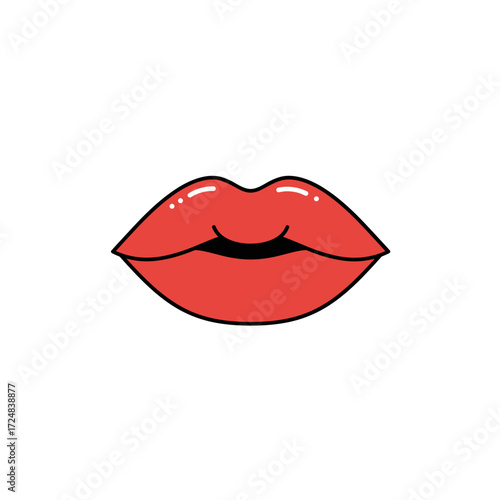   Icon of vibrant red lips in a playful and bold design