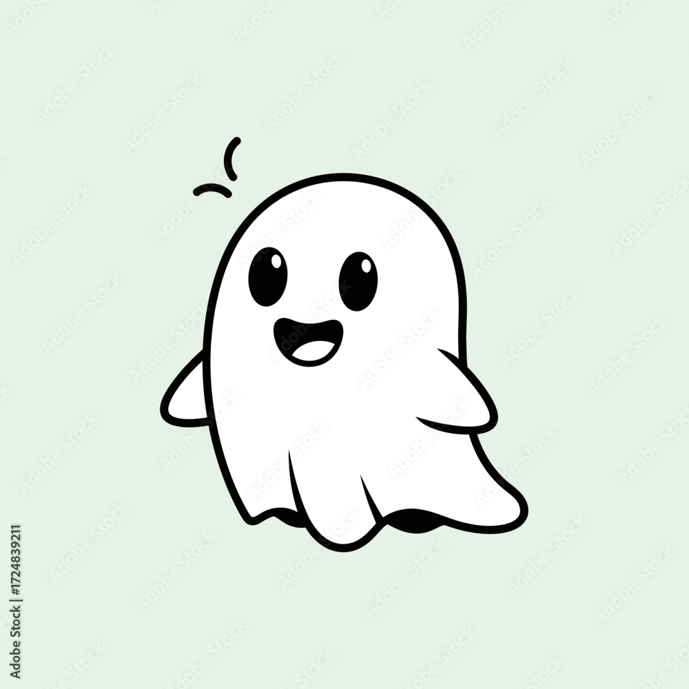 Fototapeta premium Cheerful Ghost Illustration A Playful Animated Character for Halloween and Spooky Designs