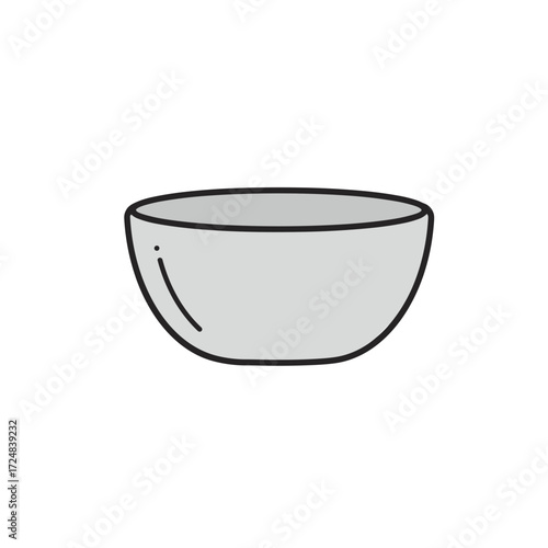 Icon of a deep metal bowl in a simple and clean design
