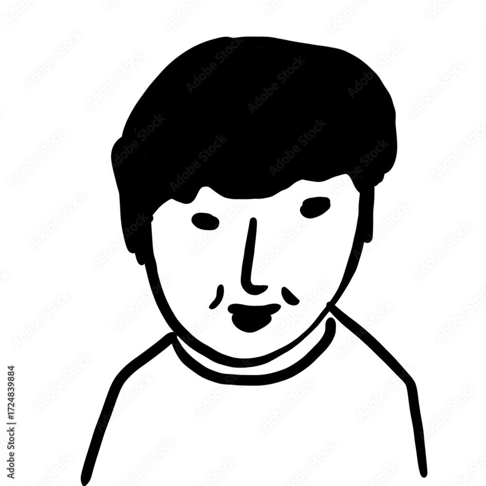 Obraz premium 似顔絵、人間、男の子