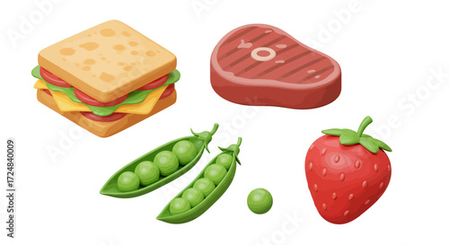 Festive Christmas pattern with red and green ornaments on white background.