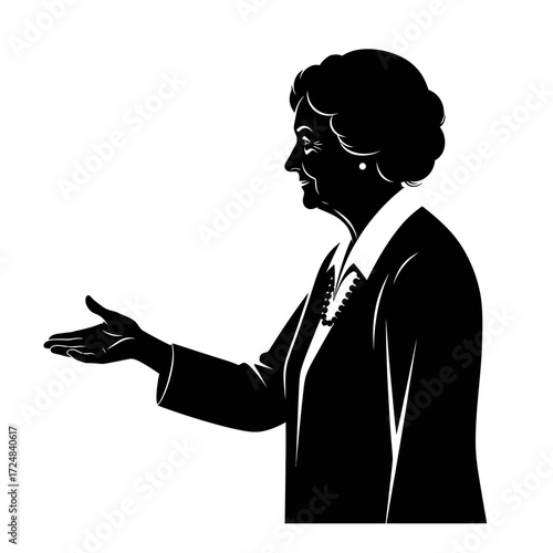 Nurturing Vector Silhouette of a Senior Female Mentor Offering Guidance Wisdom Support