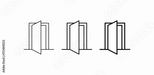 open double doors icon sign vector