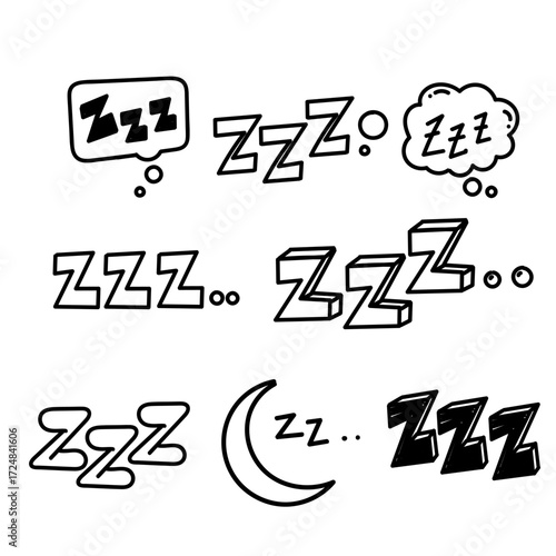 hand drawn zzz symbol for doodle sleep illustration vector	