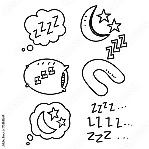 hand drawn zzz symbol for doodle sleep illustration vector	