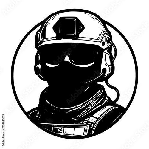 Illustration of a soldier in helmet