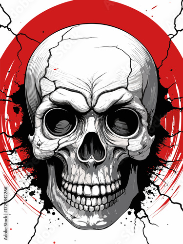 teschio che emerge da un muro 07