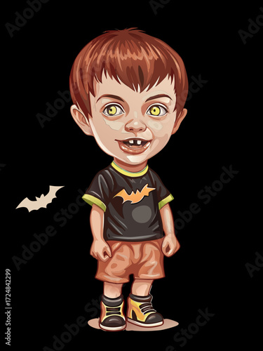 bambino mascherato per  Halloween, zombie, Dracula, vampiro 03
