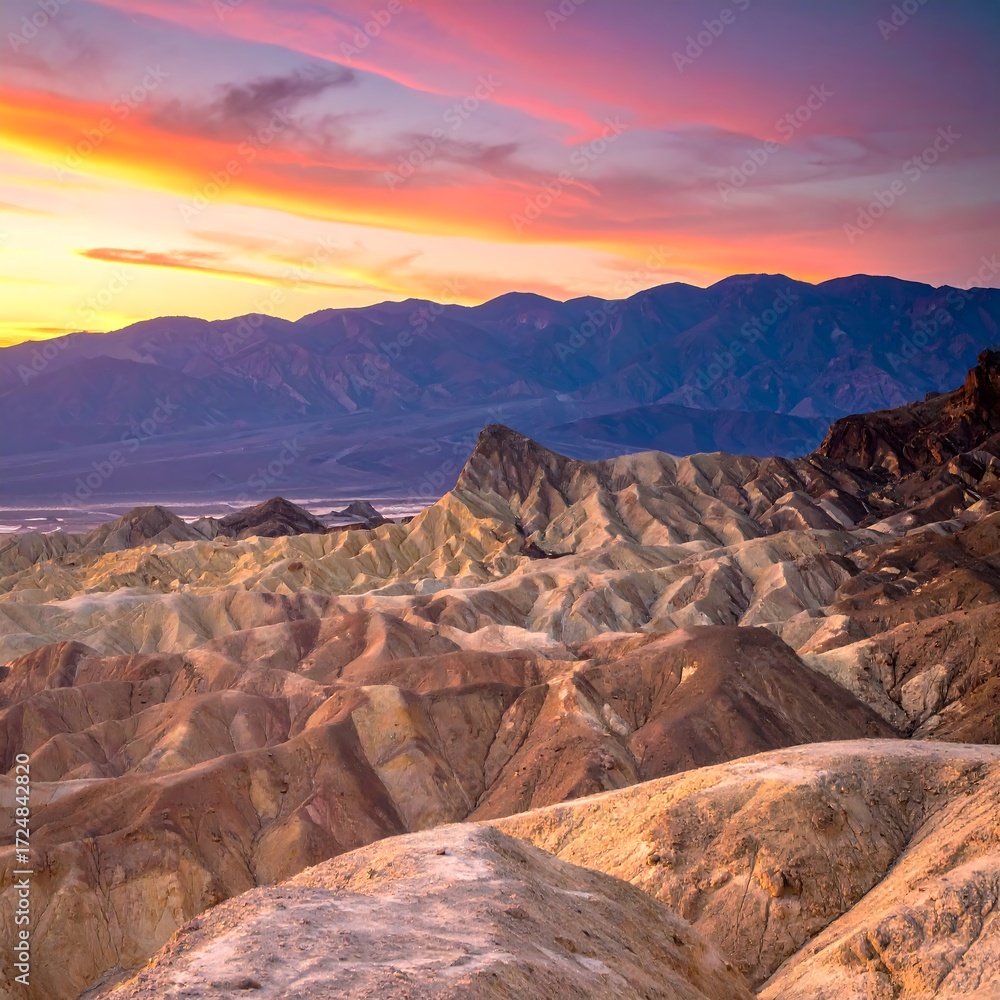 Fototapeta premium Colorful sunset over desert mountains (2)