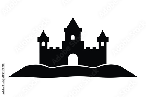 sand castle vector icon silhouette