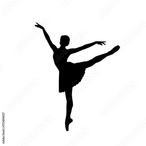 Elegant Silhouette Classical Ballet Dancer Graceful Pirouette Motion Performance Art