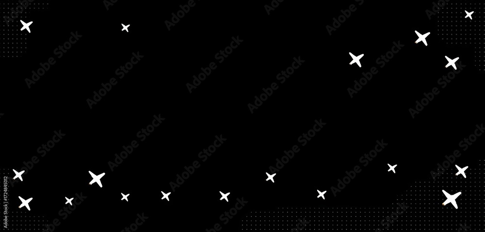 Abstract horizontal black halftone airplane pattern background, technology, aviation