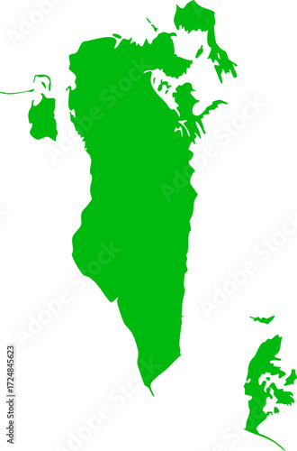 Bright Green Map of Bahrain: Simple, Clean, and Modern Geographic Vector Illustration

