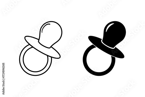 Baby pacifier icon, Pacifier icon. Line and Silhouette style for website or mobile app. Flat vector illustration design isolated on white background.