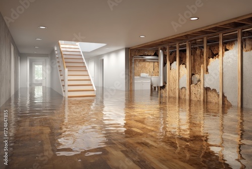 Wallpaper Mural Basement flooded with water damage Torontodigital.ca