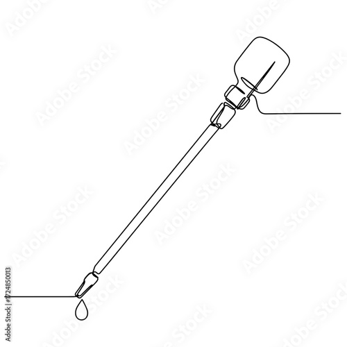 Oil dipstick with drop of liquid hanging from tip   