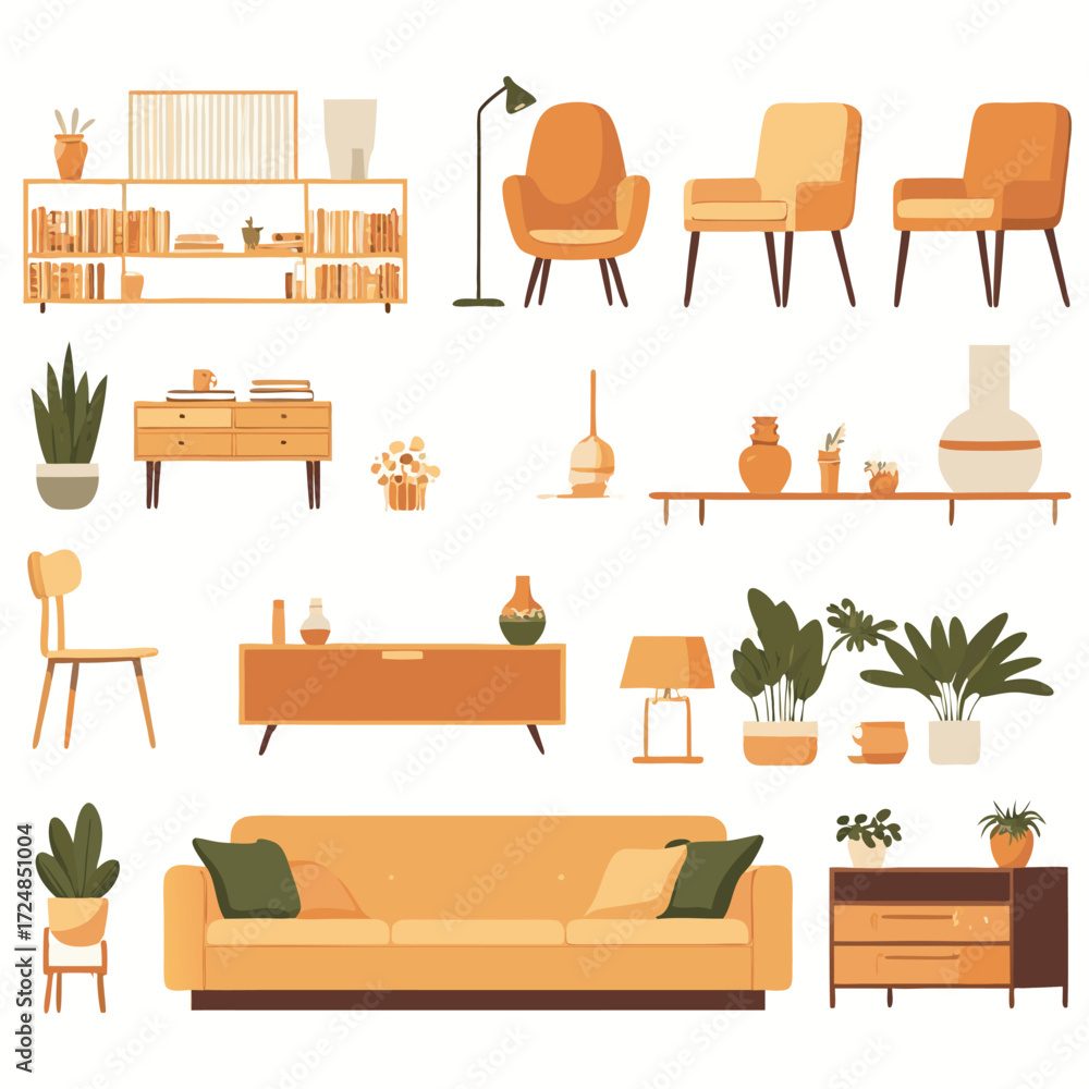 Fototapeta premium Home decor set illustrations