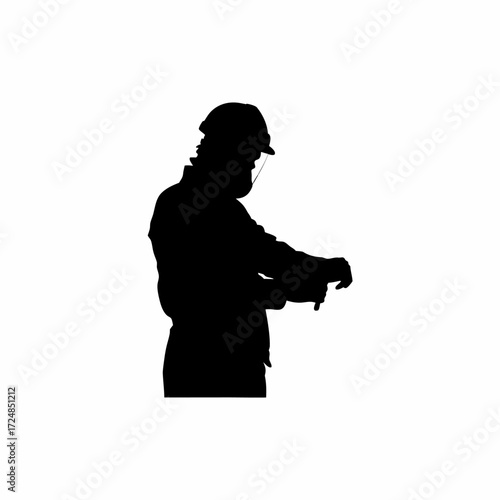 Silhouette of lab worker disinfecting arm before blood draw isolated on white background