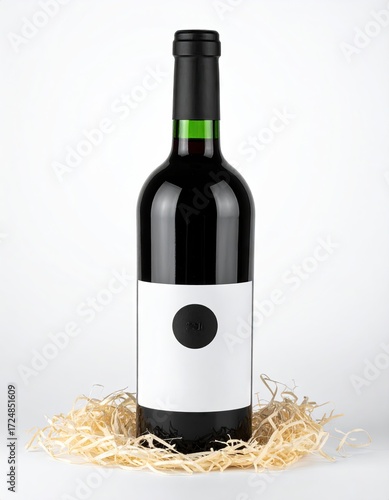 Red wine bottle with simple label