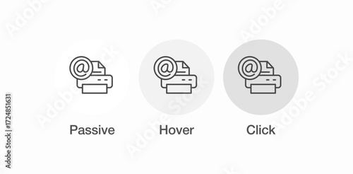 printer with at-sign icon sign vector