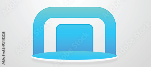 geometric Blue podium for product placement with circular background and editable color