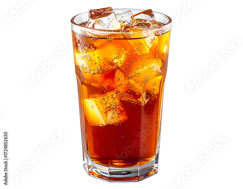 Iced brown drink in a glass