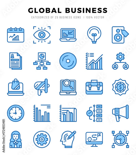 Global Business Icon Bundle 25 Icons for Websites and Apps