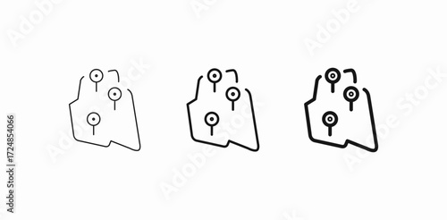 map pins on island icon sign vector
