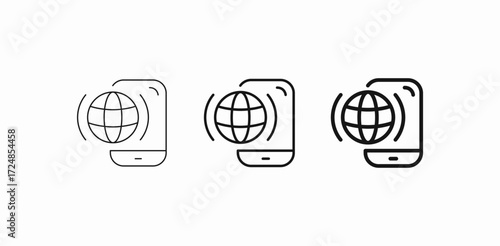 phone global map icon sign vector