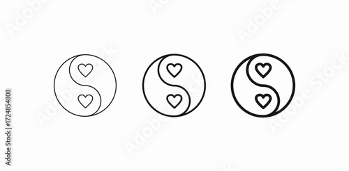 yin yang hearts icon sign vector