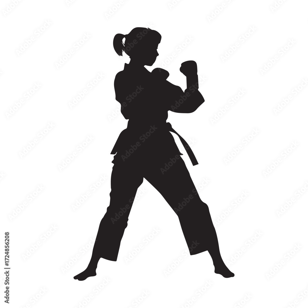 Naklejka premium Vector Art Of A 2025 A lady with karate style