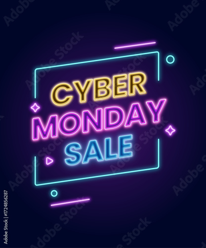 Cyber Monday Neon Text Effect - Editable Live Text with Glow Light Theme