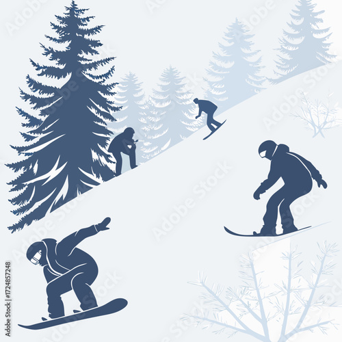 Winter sports silhouettes
