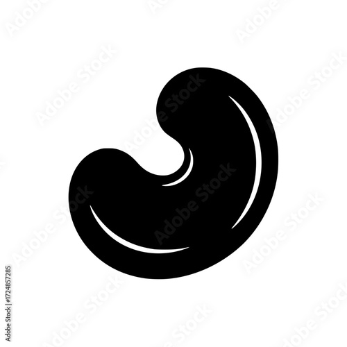 Black silhouette of a single cashew nut