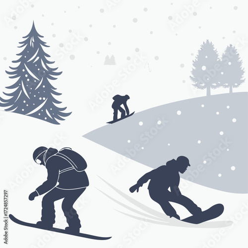 Winter sports silhouettes