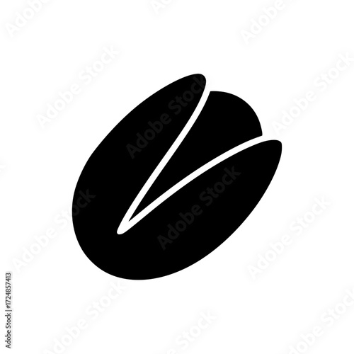 Minimalistic black silhouette of a pistachio nut