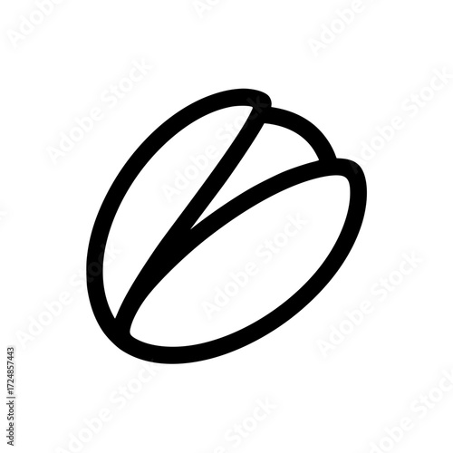 Minimalistic black outline illustration of a pistachio nut