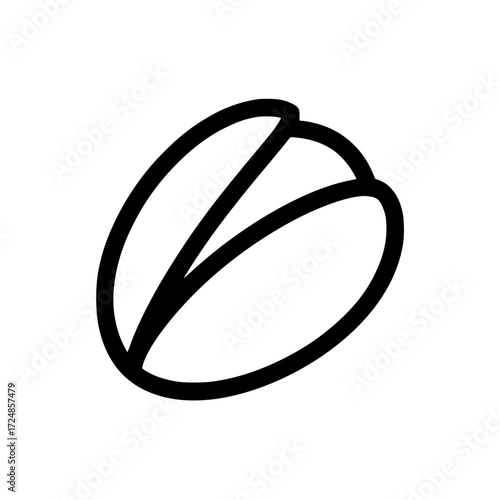 Minimalistic black outline illustration of a pistachio nut