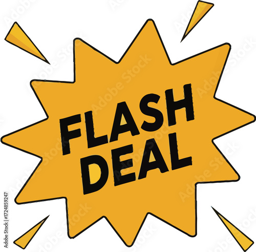 Exciting flash deal announcement with bright burst graphic