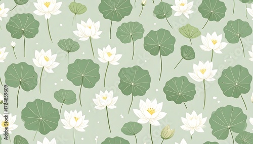 Lotus flowers and leaves pattern