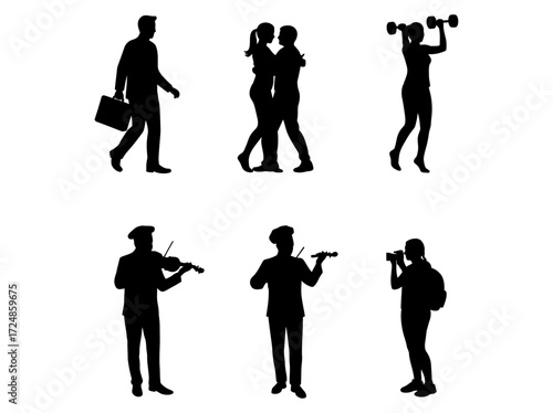 Silhouette People Activities Diverse Poses & Professions
