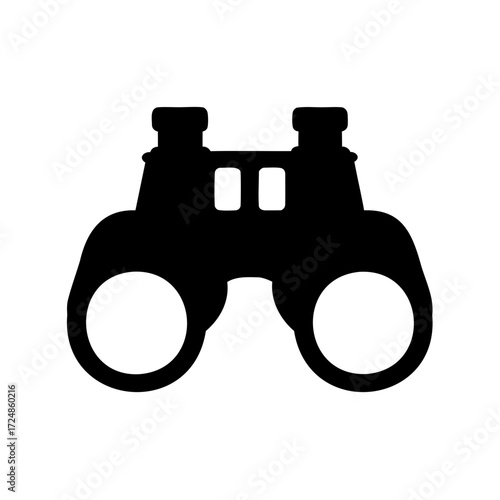 A simplified silhouette of binoculars on a white background ready for adventure