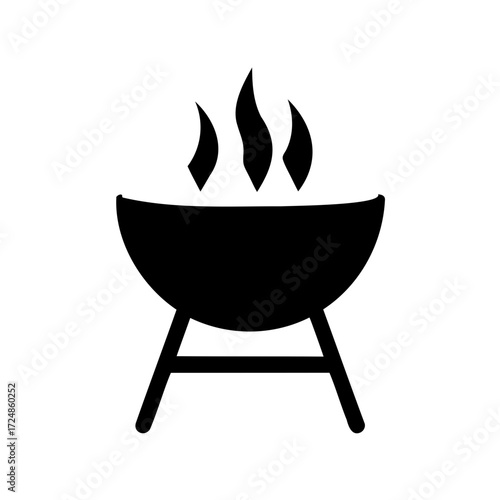 Stylized image of a barbecue grill with visible flames emitting upwards