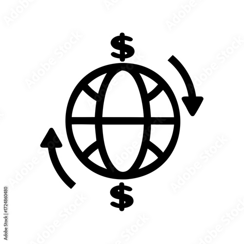 Global Money Transfer Icon Illustrating International Financial Exchange and Currency Conversion