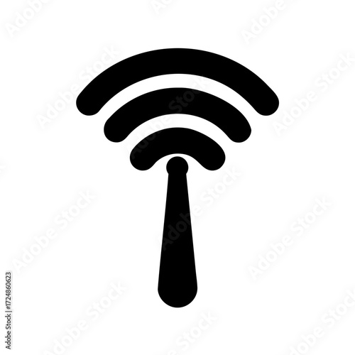 Black and White Antenna Icon Symbolizing Wireless Communication and Connectivity
