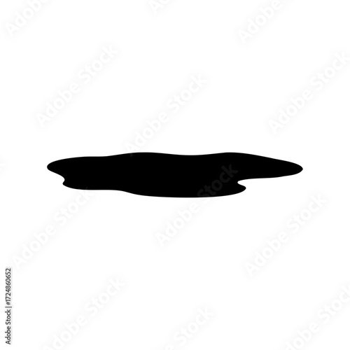 Isolated puddle of dark liquid on a white background, minimalist abstract